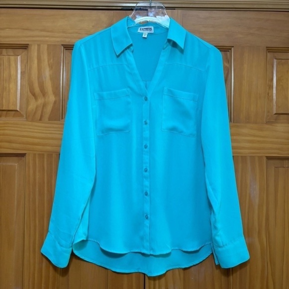 Express Women's Aqua Button-Down Shirt
